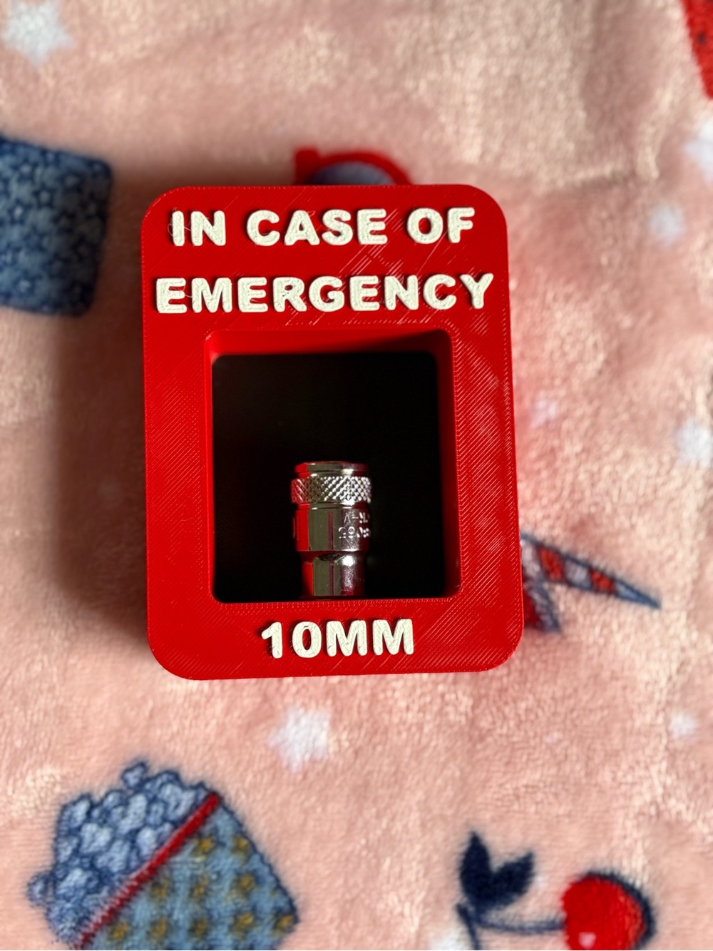 In Case of Emergency 10MM Red Tool Holder with Socket